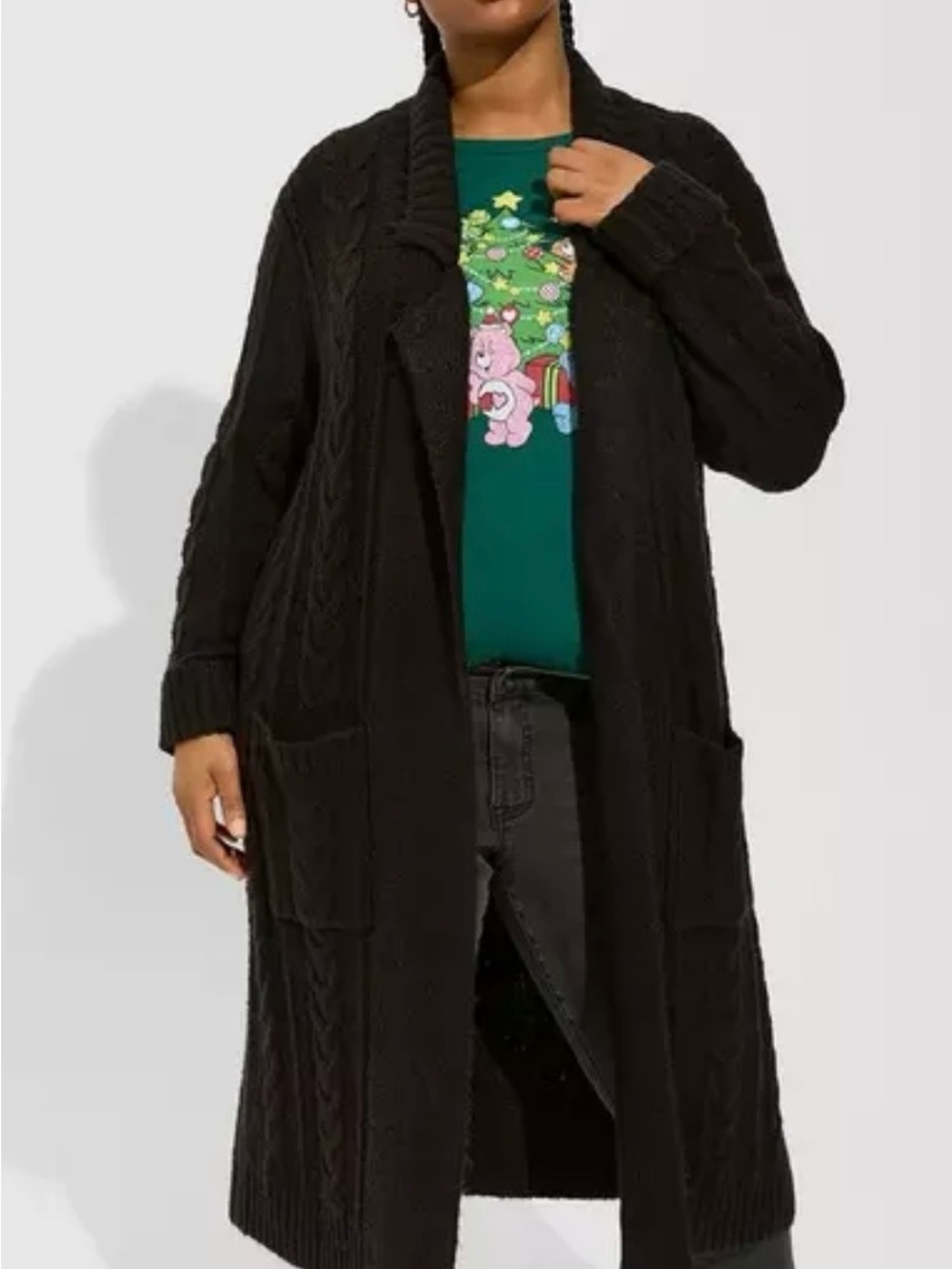 Chunky Coatigan Collared Cable Sweater